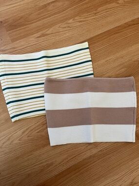2 Ribbed Knit crop tube tops